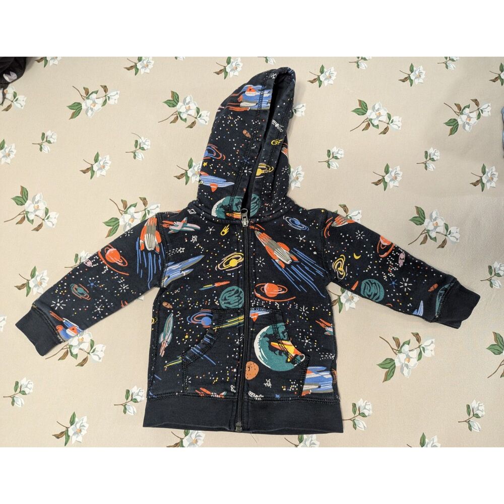 GUC Hanna Andersson Space/Rockets Fleece Hoodie size 18-24 Months